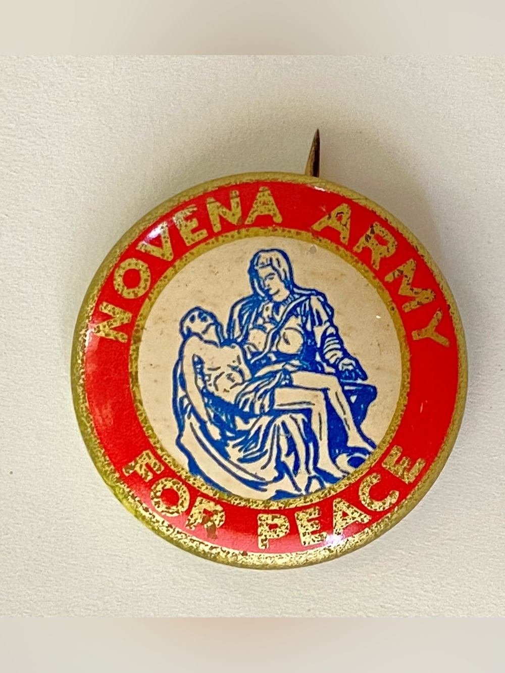 Novena Army For Pinback Button Religious Pietà by Geraghty & Company